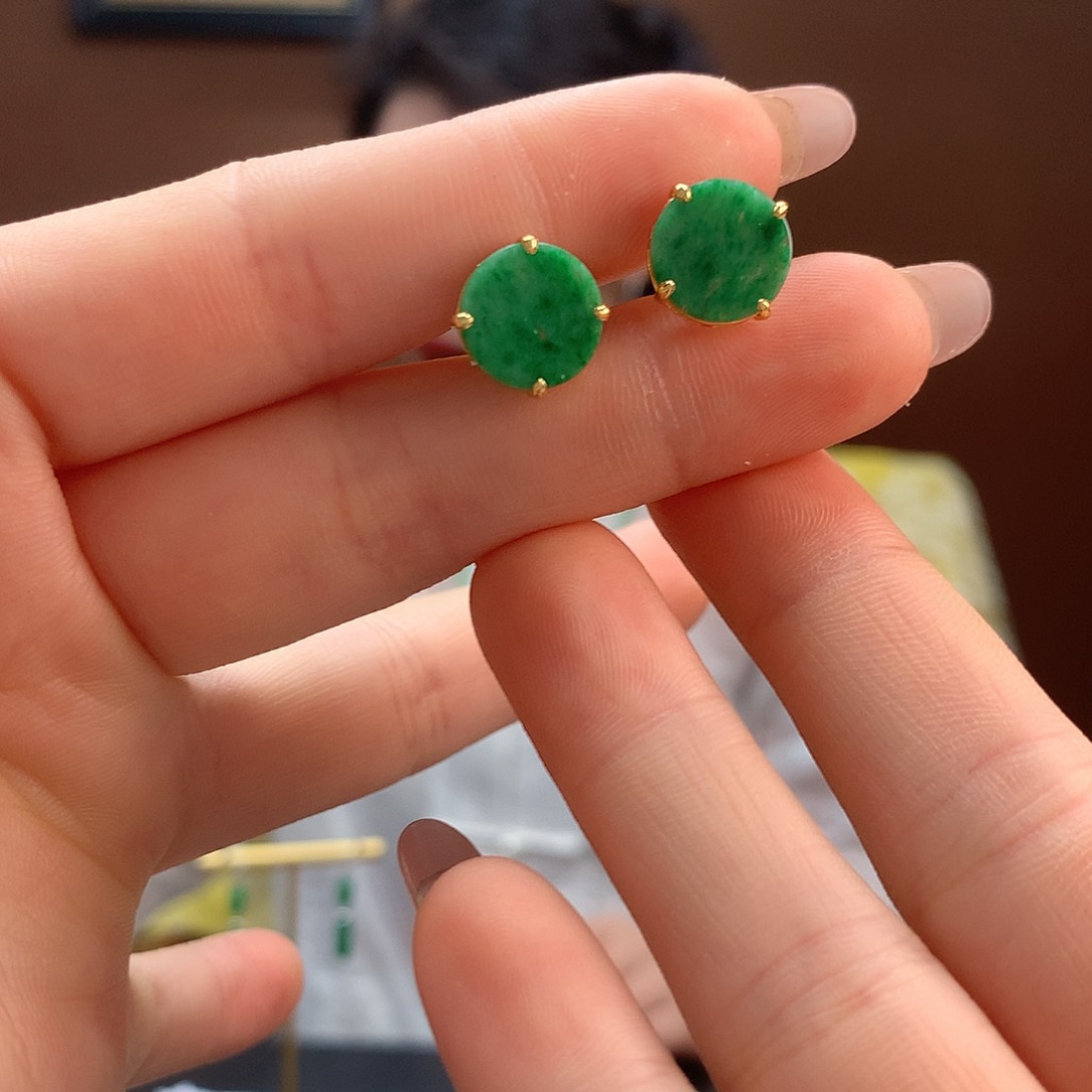 翡翠银S925镶嵌耳饰耳饰
