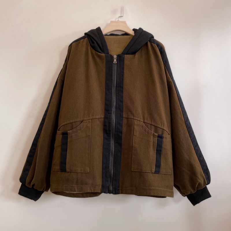 加厚夹棉保暖牛仔棉衣时尚休闲百搭连帽宽松2024冬季新款YX104894