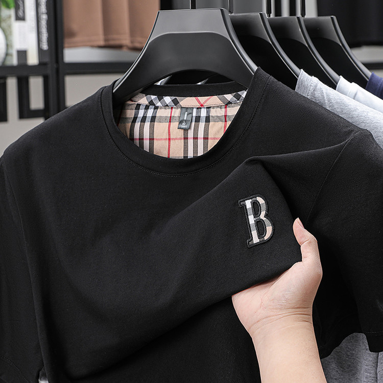 奥特莱斯撤柜丨专柜正品夏季新品贴布刺绣圆领纯色短袖T恤衫潮