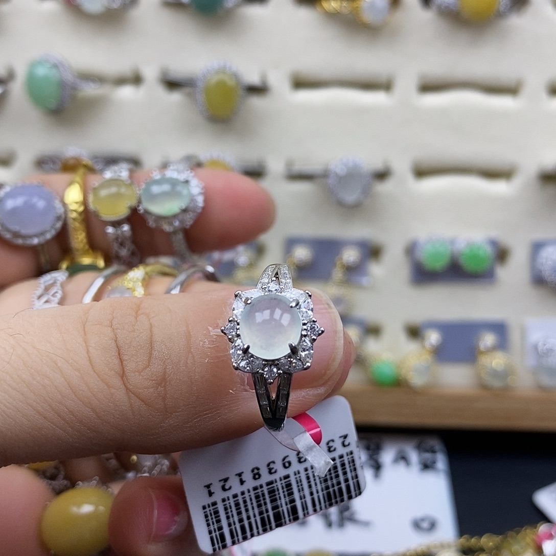 翡翠银S925镶嵌戒指