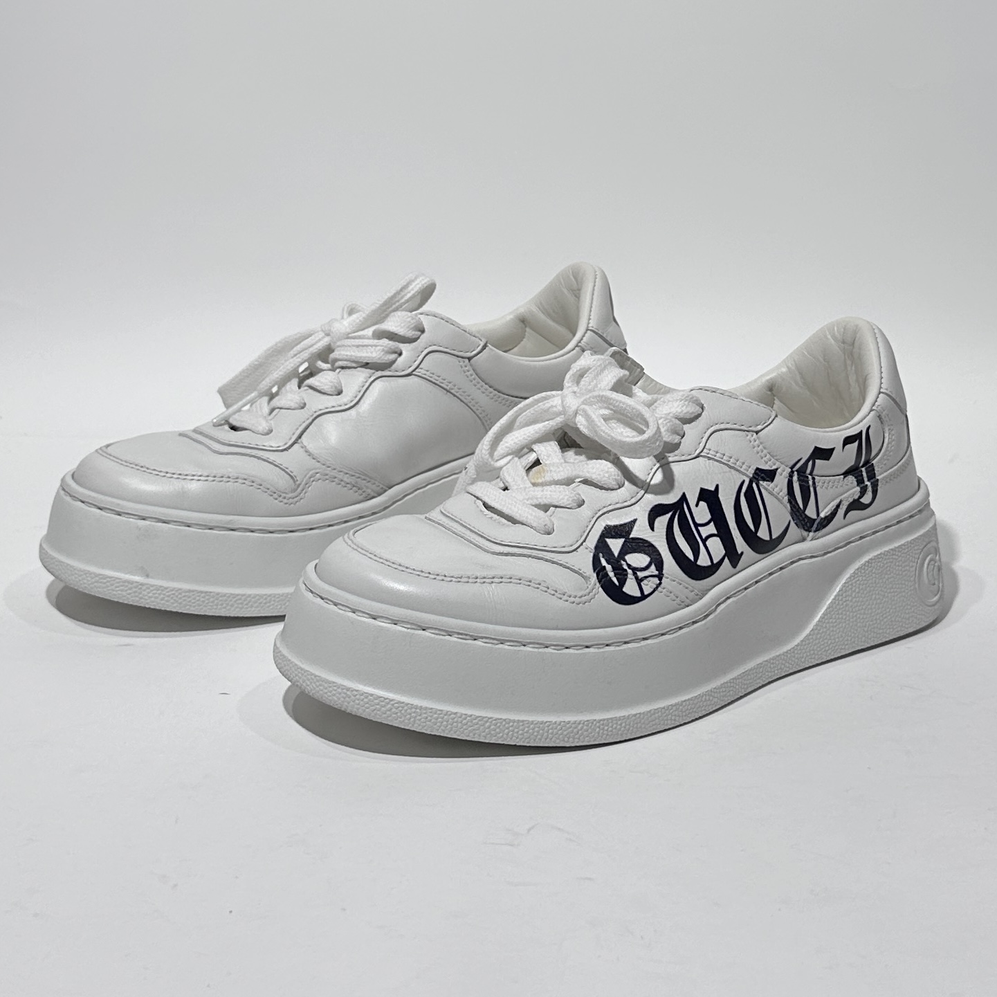 99新 GUCCI/古驰  35码 白色时尚饼干鞋/BX80240