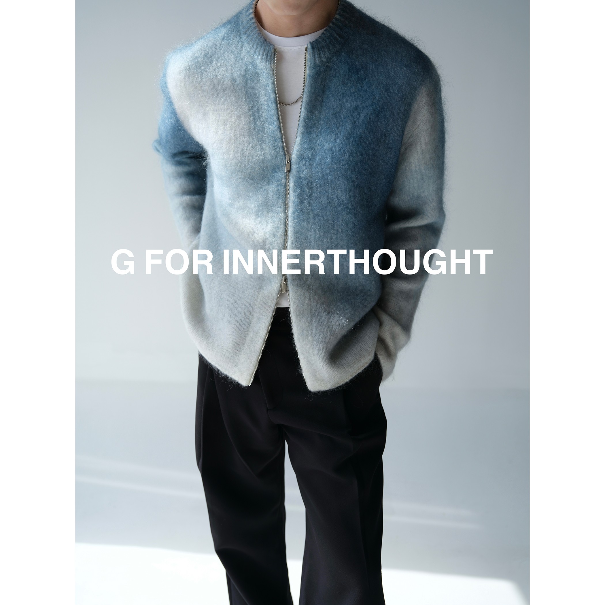 G FOR INNERTHOUGHT|獨家定制幻彩画稿超幼马海毛羊毛针织开衫