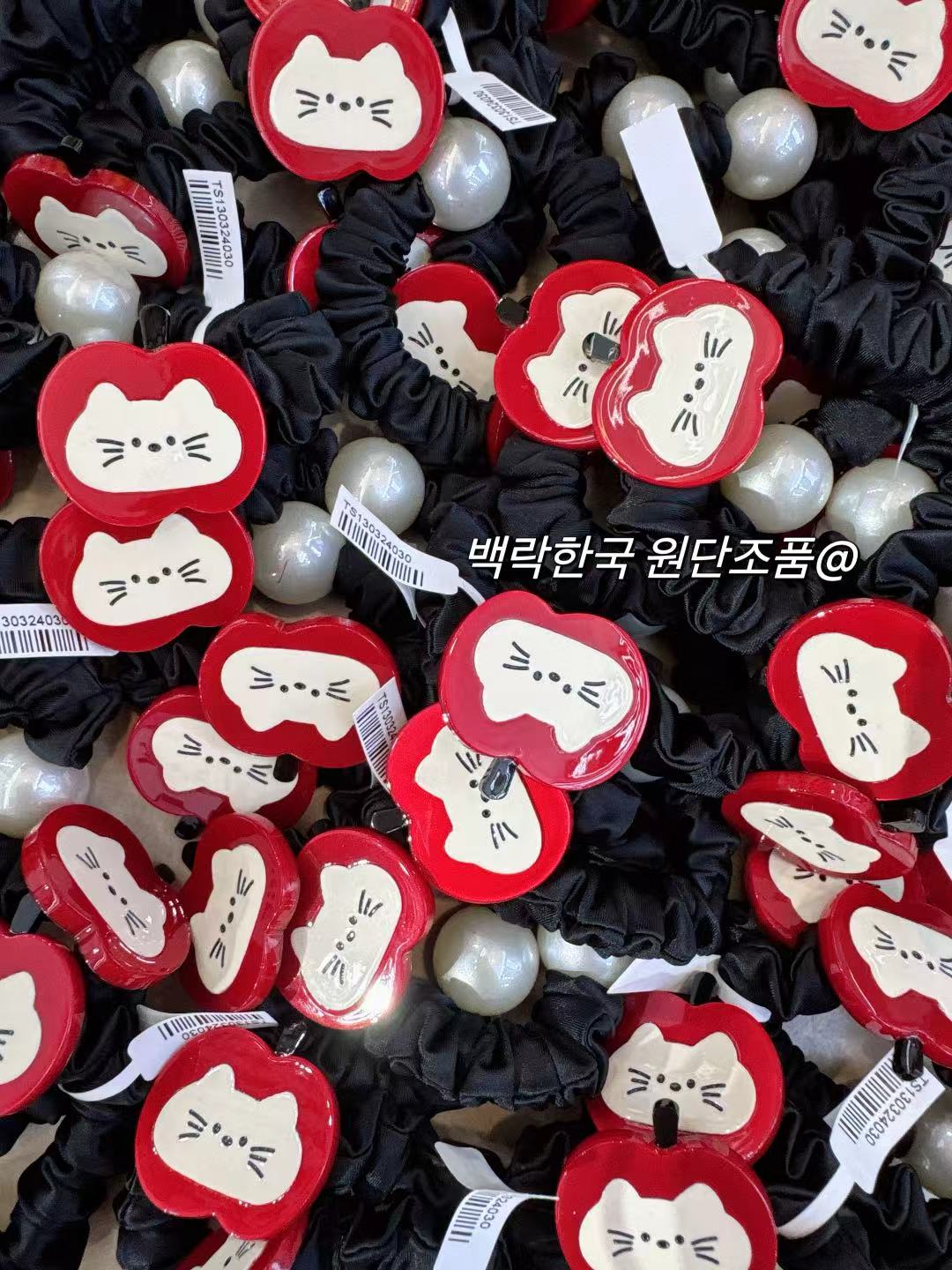 6月5日韩国<樱桃猫与珍珠-两个一组发绳>发饰发卡发绳