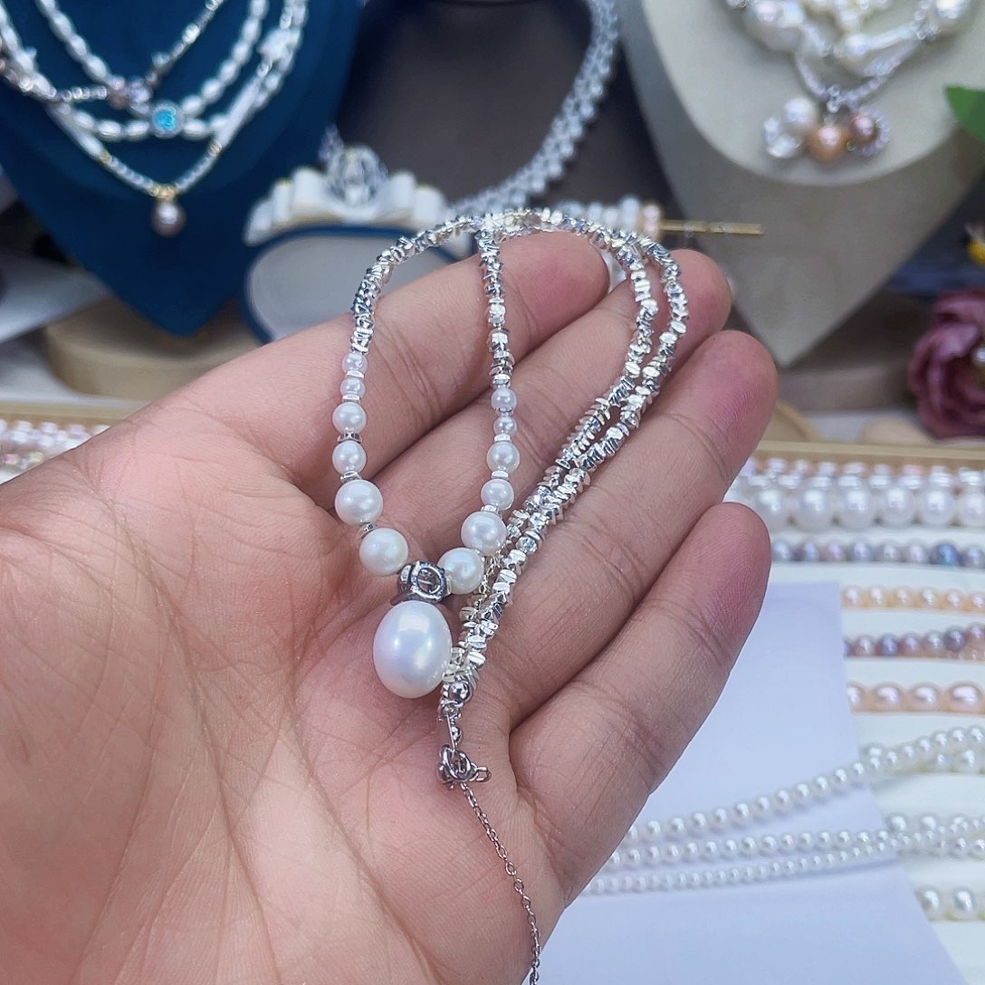淡水珍珠颈饰银S925镶嵌