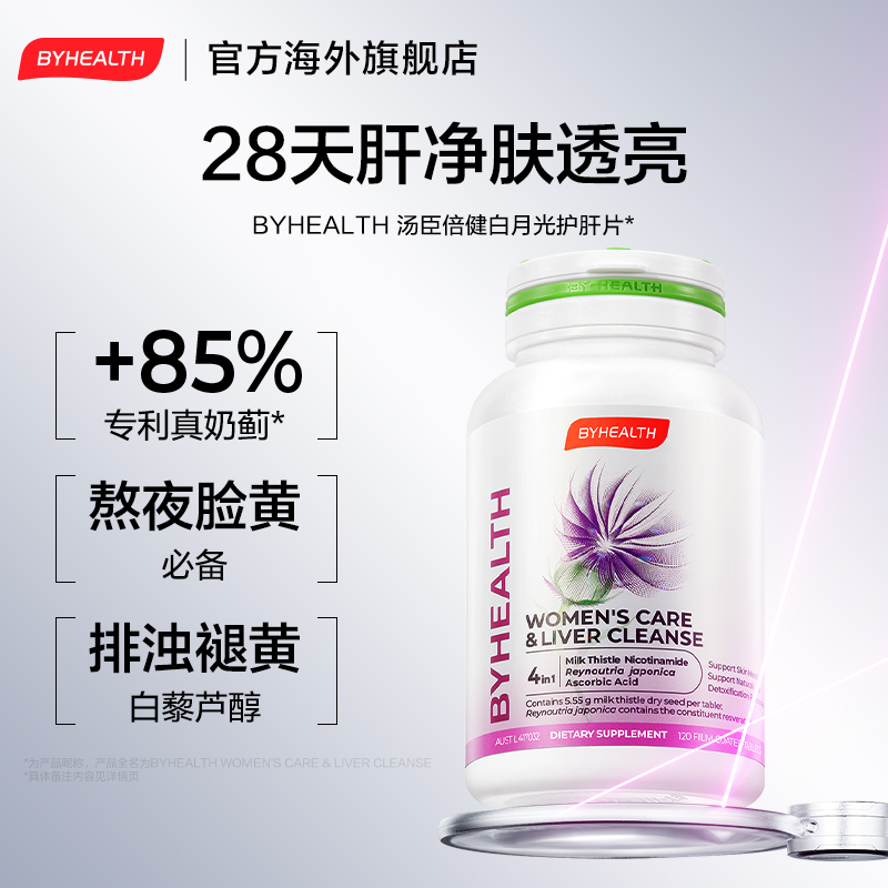 【焕白透亮】BYHEALTH女士奶蓟草片白月光效期26年6月