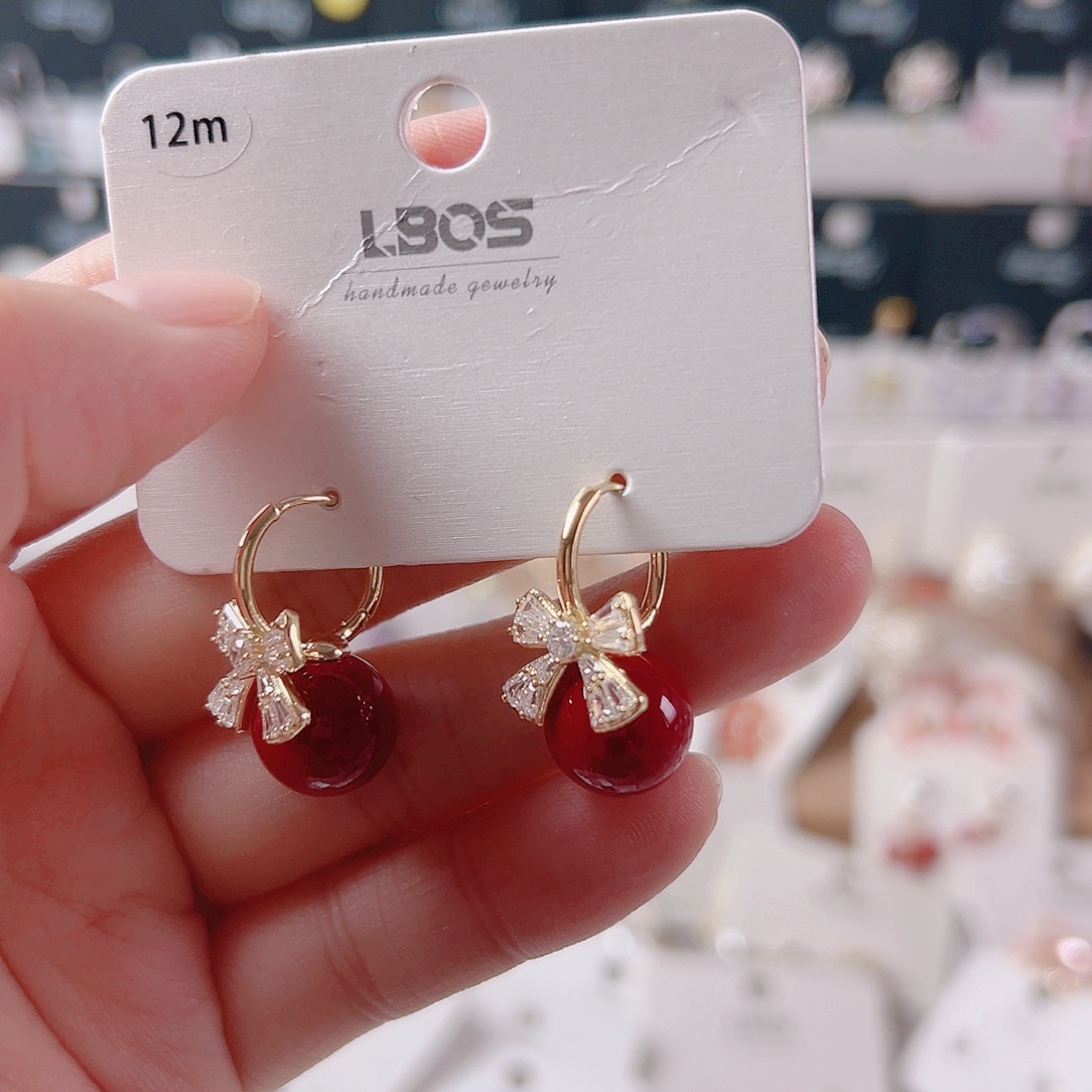 锆石纯铜合金耳环