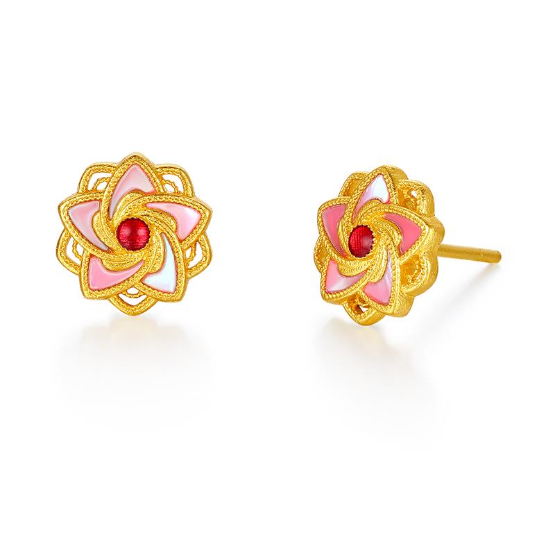 【敏敏专享】足金999投资金 古法珐琅螺钿莲花 HJE147