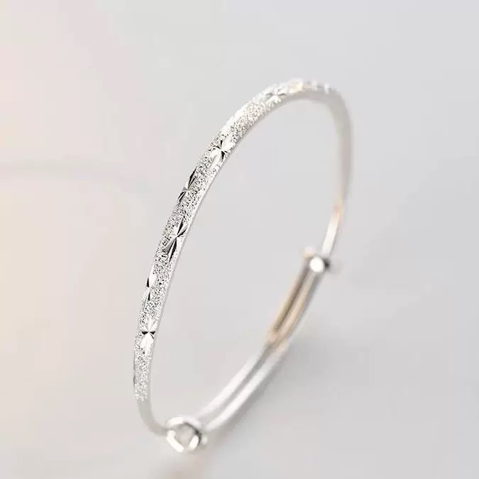 999银满天星手镯可调节百搭成熟S镯子约18g