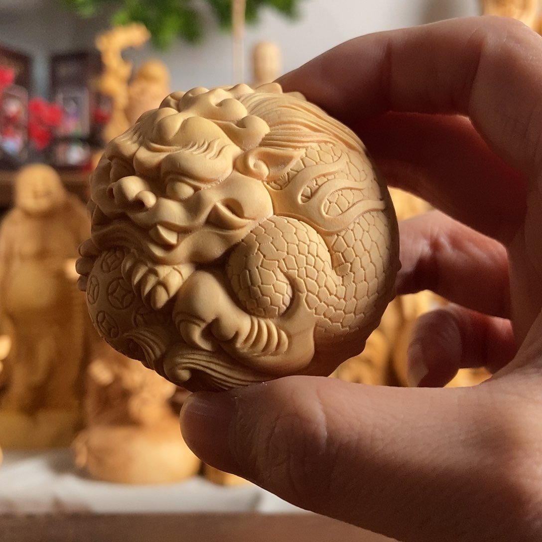 木笪*某小叶黄杨木雕貔貅