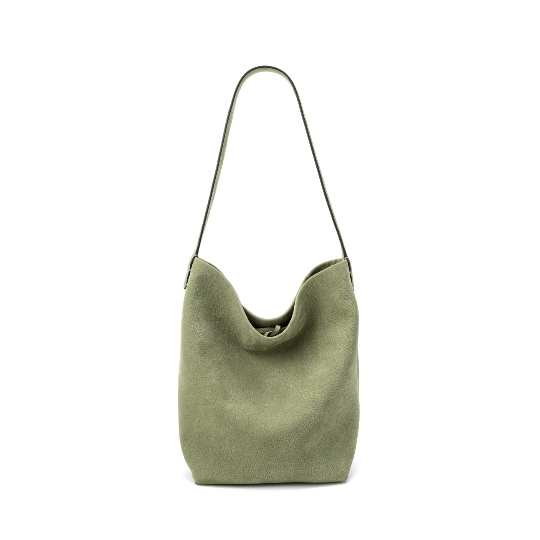 定制鹿皮慵懒水桶包row款大容量托特包女包牛油果绿