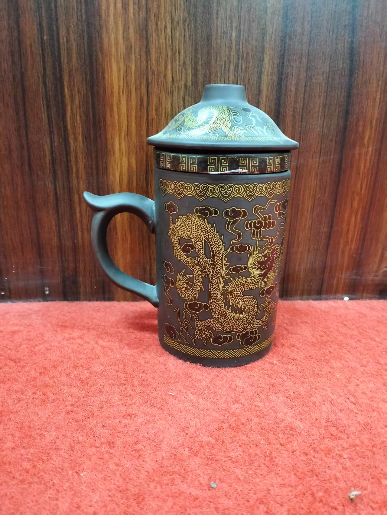 黑釉龙纹办公杯陶瓷