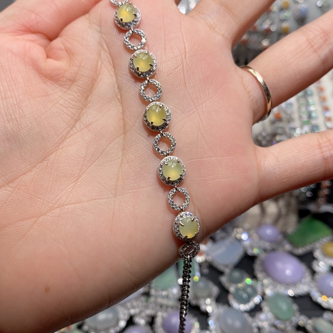 银S925镶嵌翡翠手链c c c