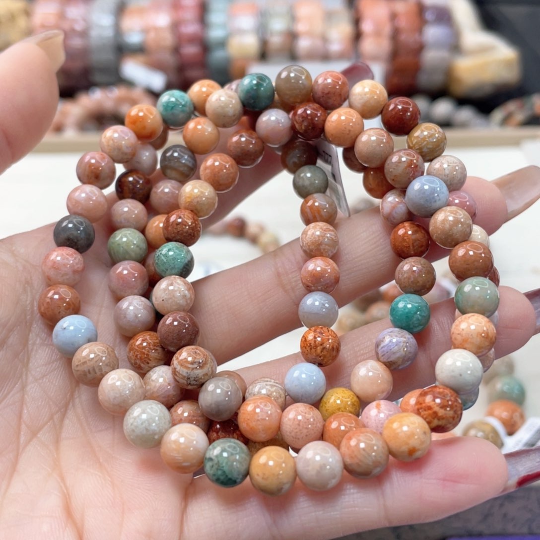 硅化珊瑚（珊瑚玉）手链未镶嵌艳***原598