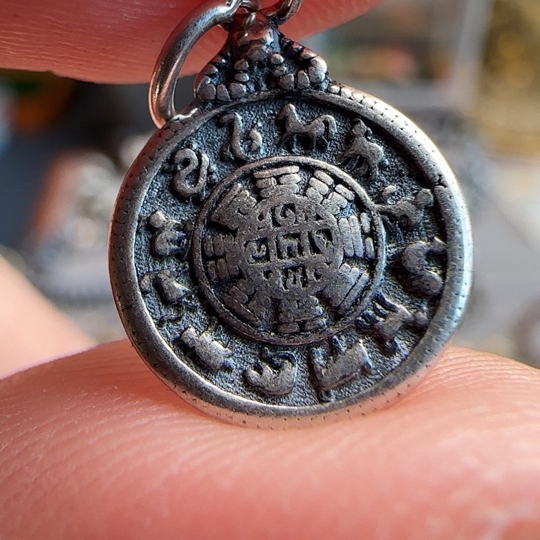 吊坠925银迷你九宫八卦牌高14