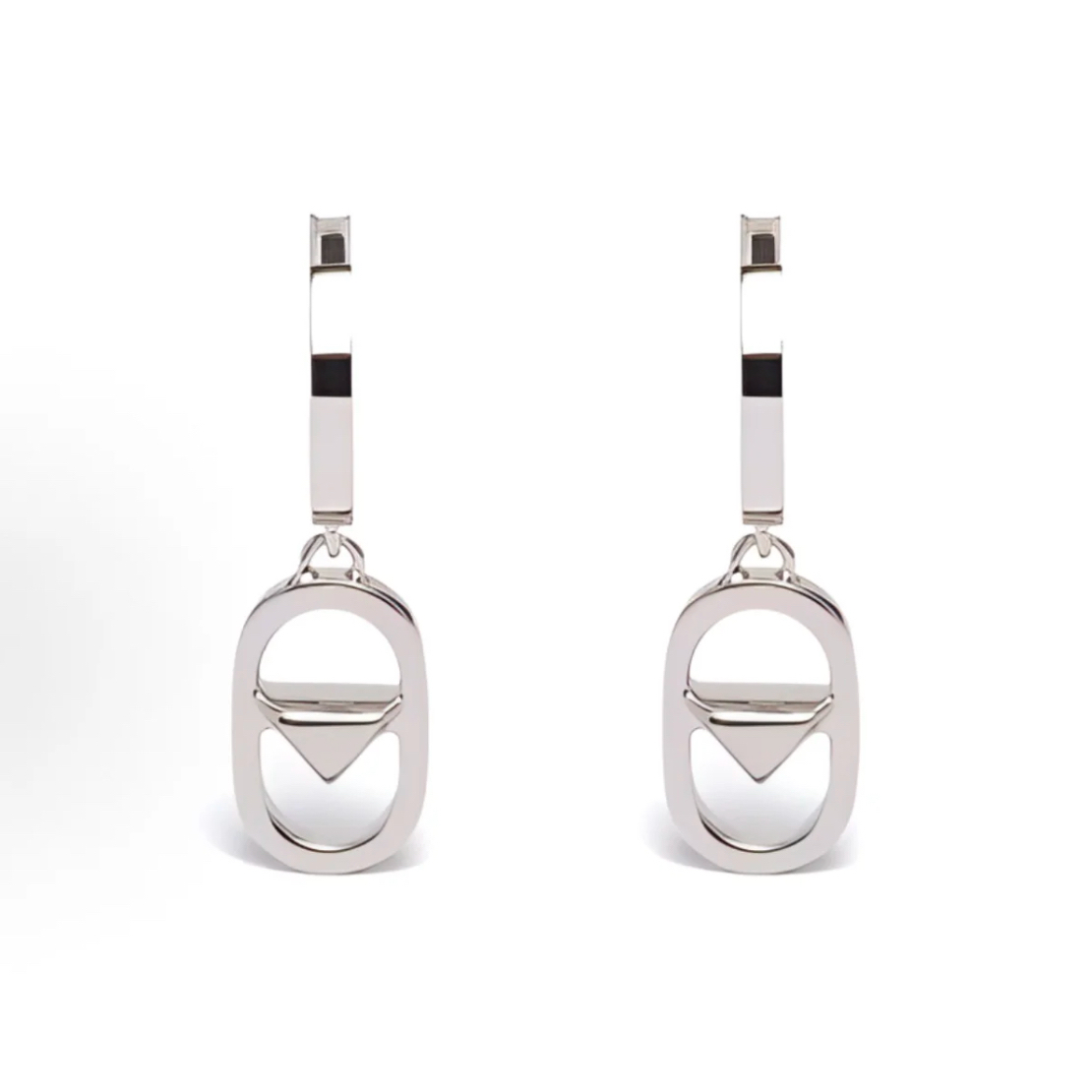 未使用 Prada/普拉达 镂空三角标志耳钉 耳环 女款 秀款