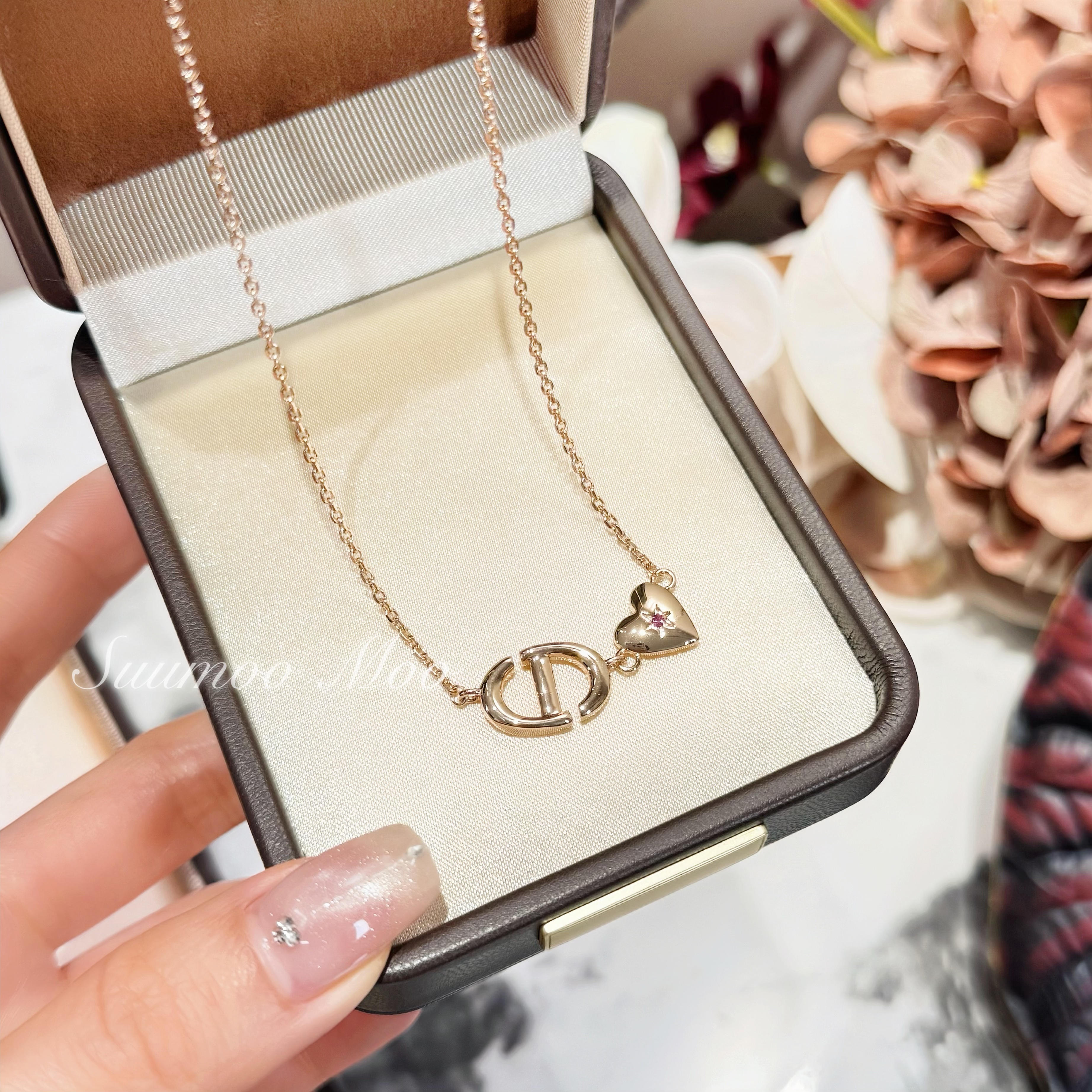 铜合金合成锆石项链 气质轻奢时尚爱心项链 ins韩版