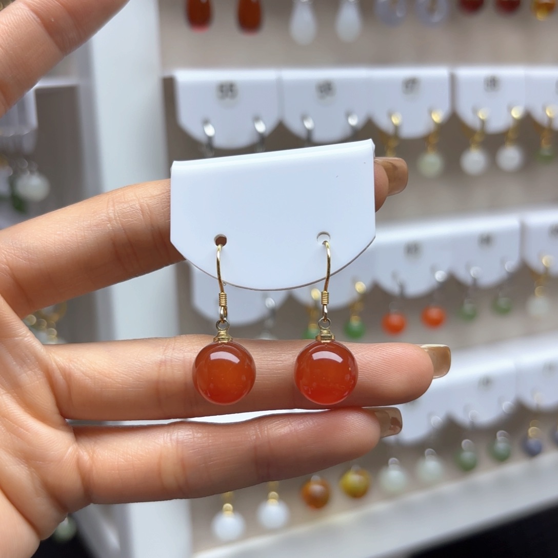 玛瑙/玉髓耳饰银S925镶嵌2