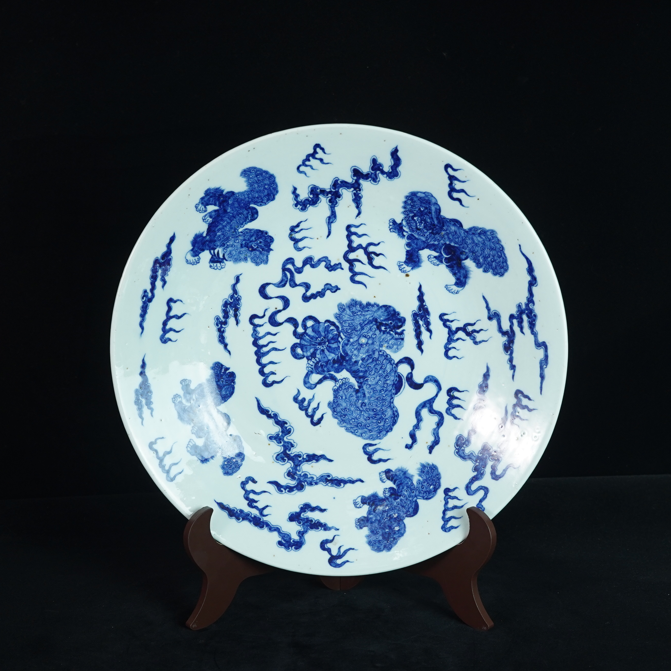 LYJL250212005【十竹斋】清代青花五世同堂赏盘