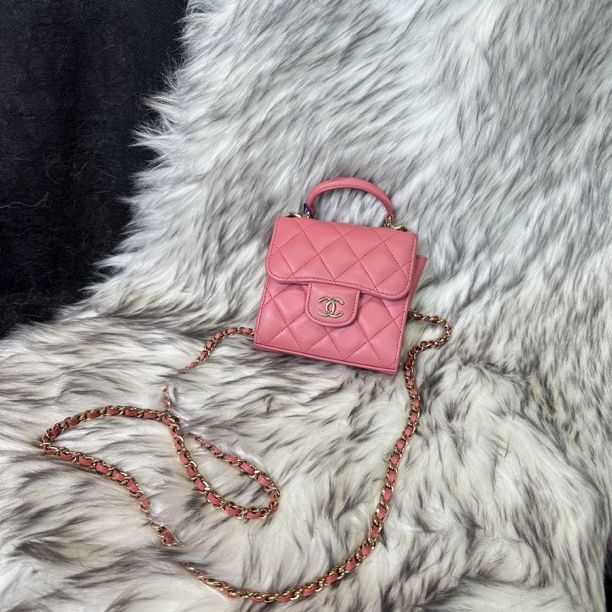 95新 Chanel/香奈儿 樱花粉链条手提斜挎包