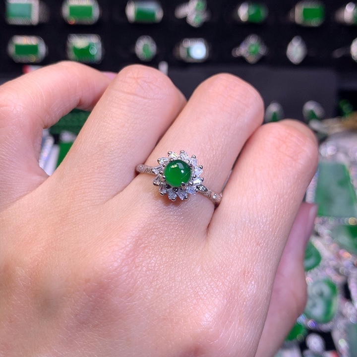 【闪购商品】翡翠戒指银S925镶嵌天然翡翠