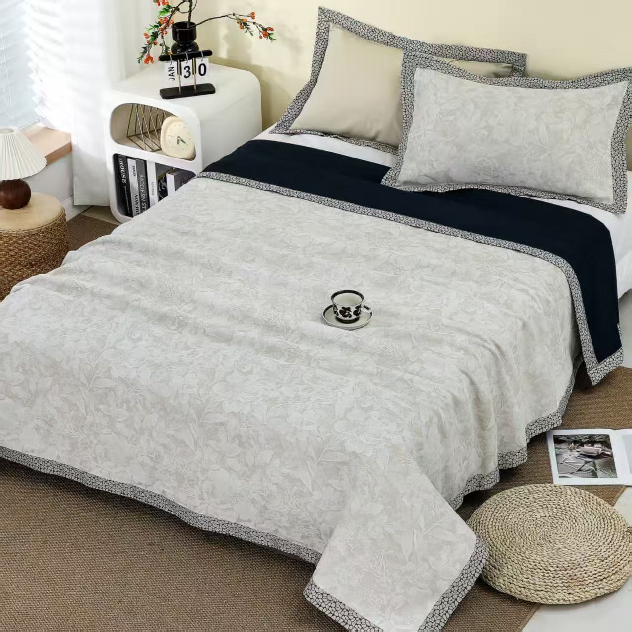 羊绒床盖毯【国色芳华】2.3x2.5米 高端轻奢双人秋冬加厚床盖毯