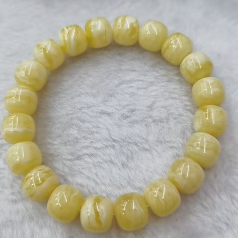 俄料白花蜜蜡手串