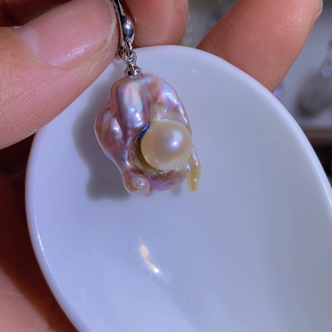 银S925镶嵌天然淡水珍珠淡水珍珠