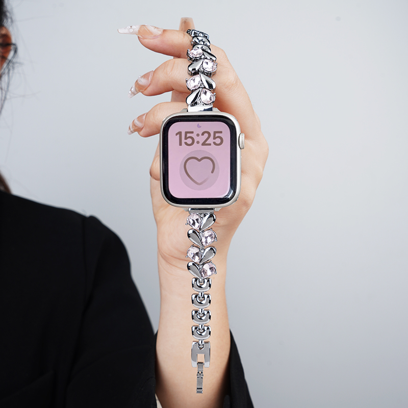 适用华为fit4表带女款fit3手表施华洛半钻爱心腕带夏天水晶手表链