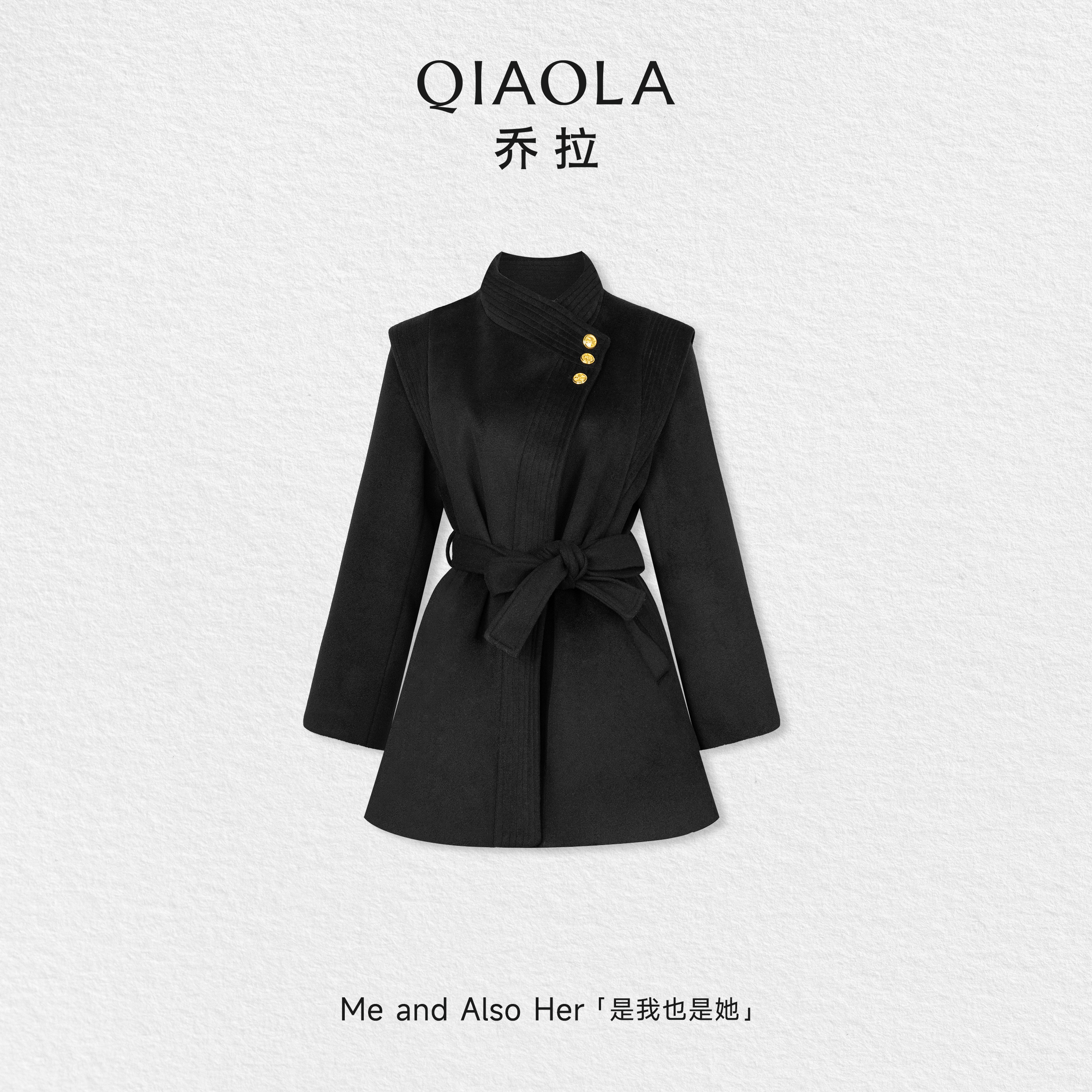 QIAOLA/乔拉【暮光之夜】秋冬鸭绒复古收腰显瘦宽松百搭时尚外套