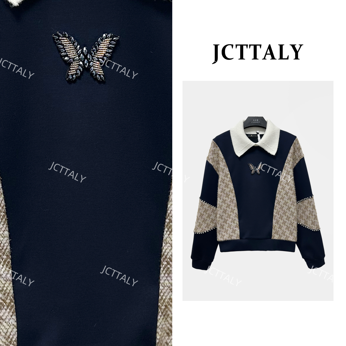 【宠粉价】设计师款刺绣轻奢蝴蝶百搭长袖秋季女装卫衣NH-Q0864