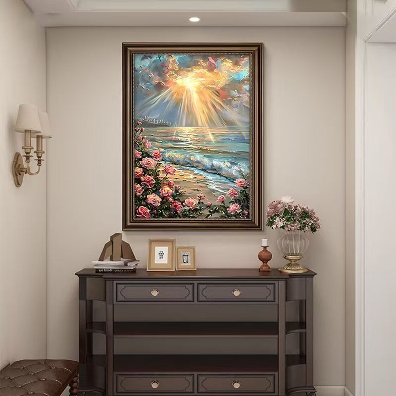 美式复古高级感玄关客厅装饰画风景花卉壁画AS01