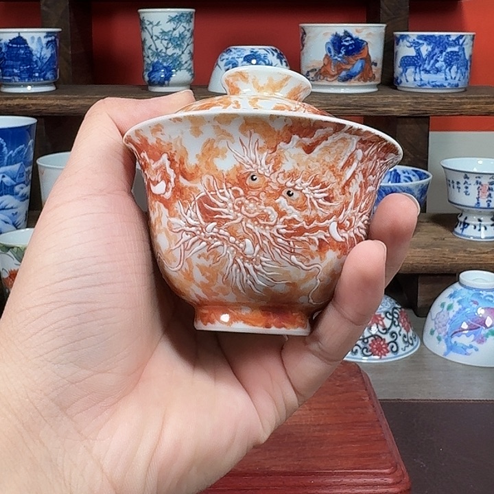 杯现代景德镇陶瓷盖碗