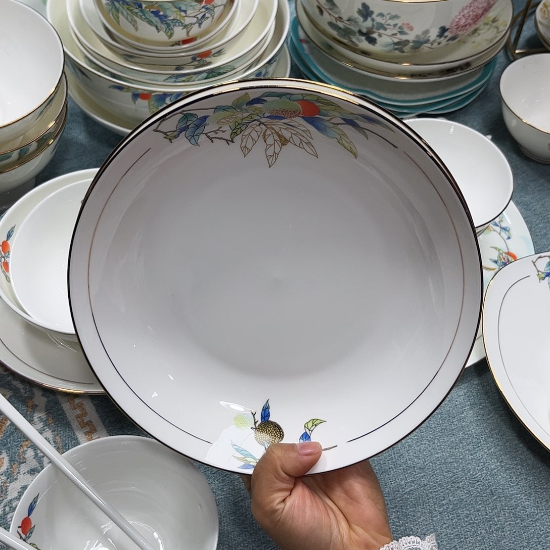 瓷片荔枝八寸深盘四个哇塞