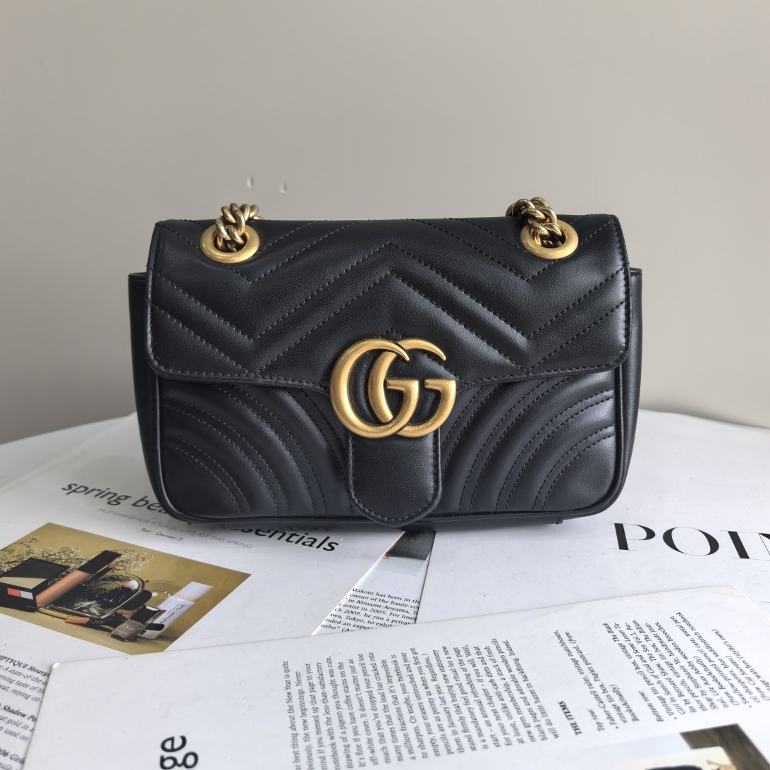 99新 GUCCI/古驰 古驰Gucci黑金小号马蒙22新款041标