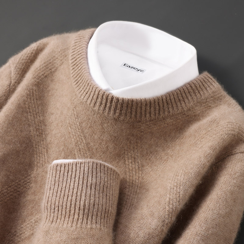 360度无压感！纯羊绒衫男圆领套头商务休闲毛衣宽松百搭针织打底衫