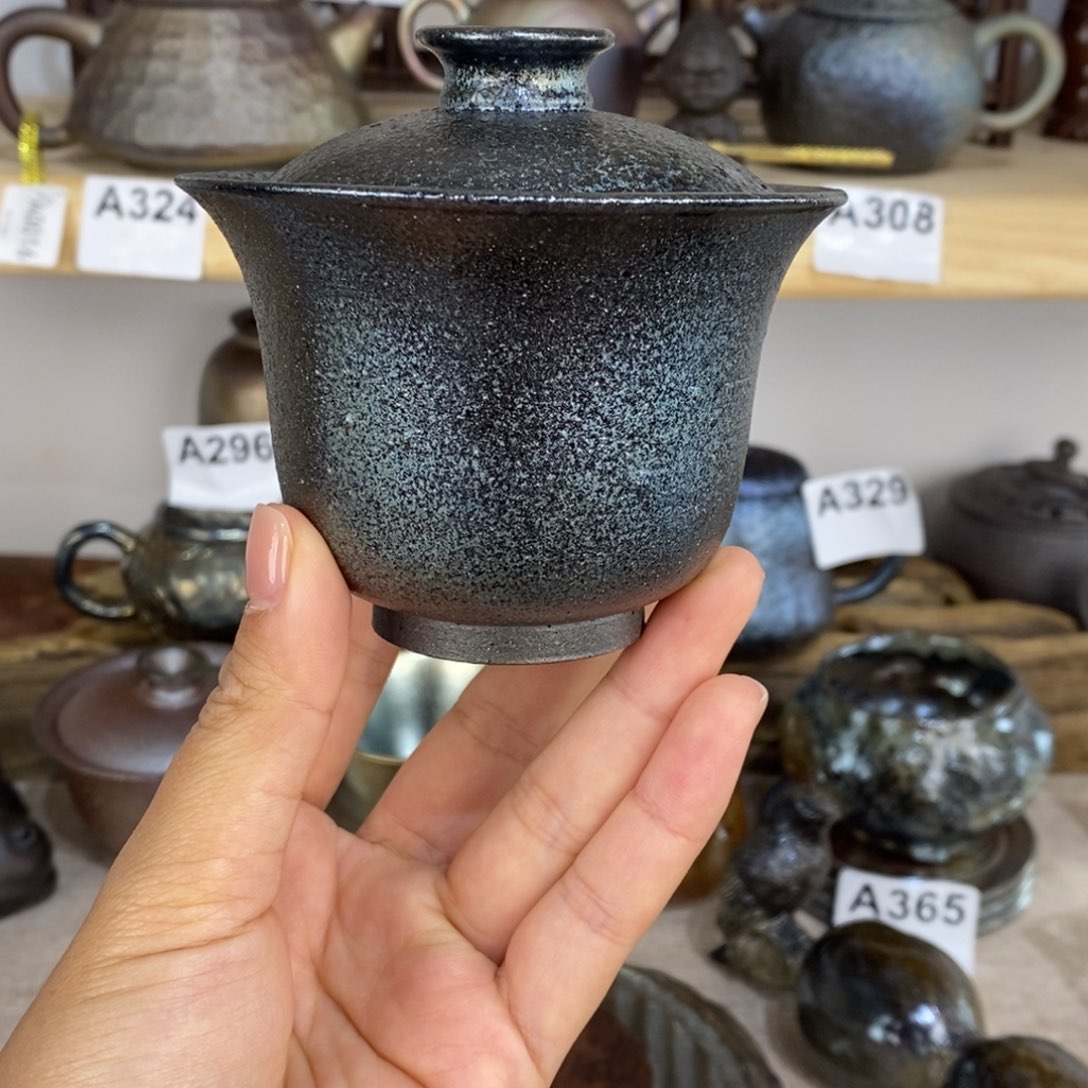 建水紫陶柴烧盖碗