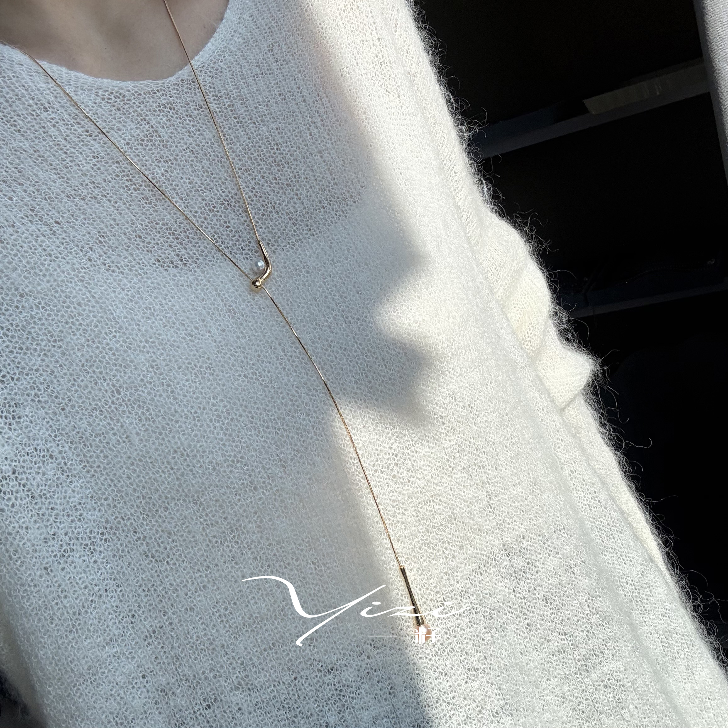 一籽 曼丁蜜桔毛衣链 淡水珍珠6-7/7-8mm百搭长款项链自发无证