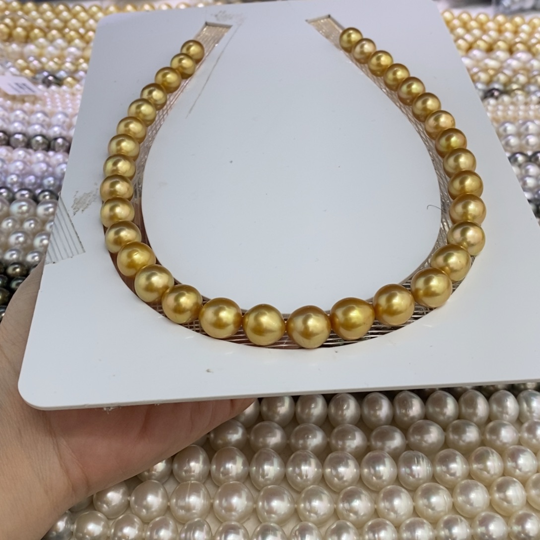 裸珠海水珍珠海水金珠10-11.8