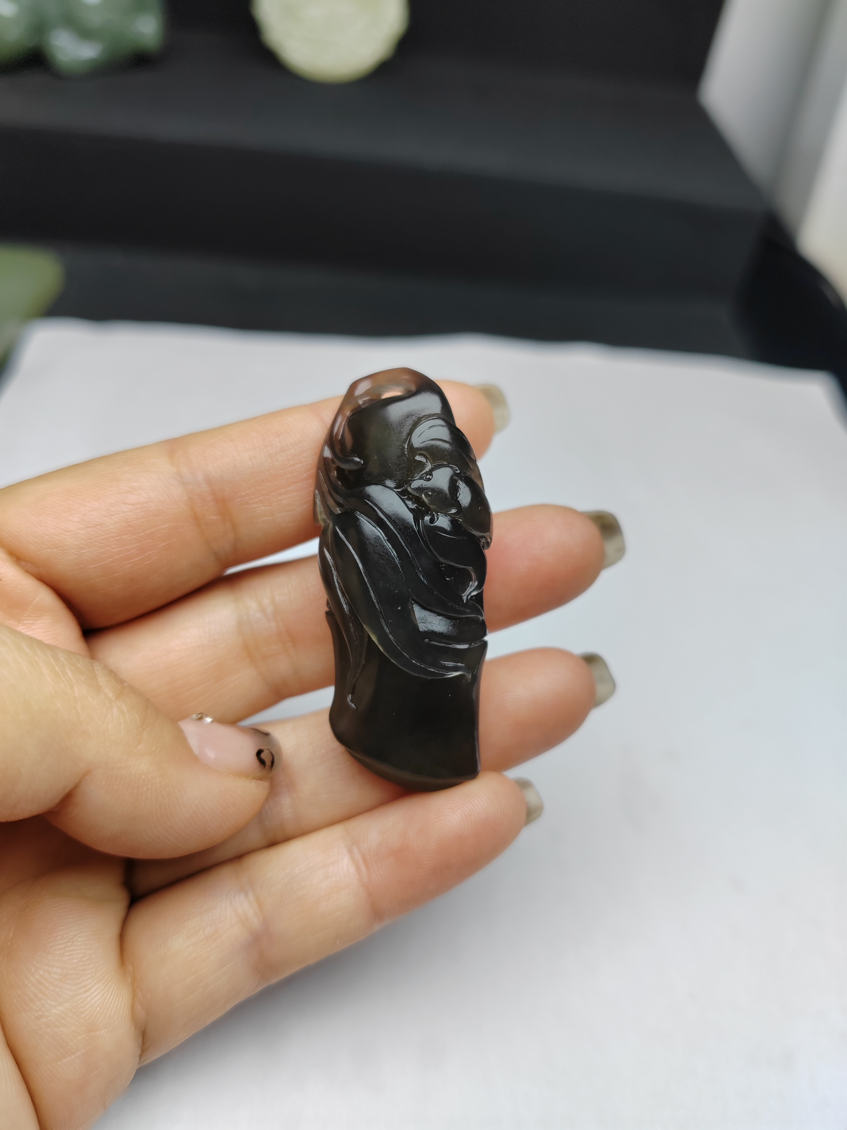 天然和田玉精品纯手工紫竹节