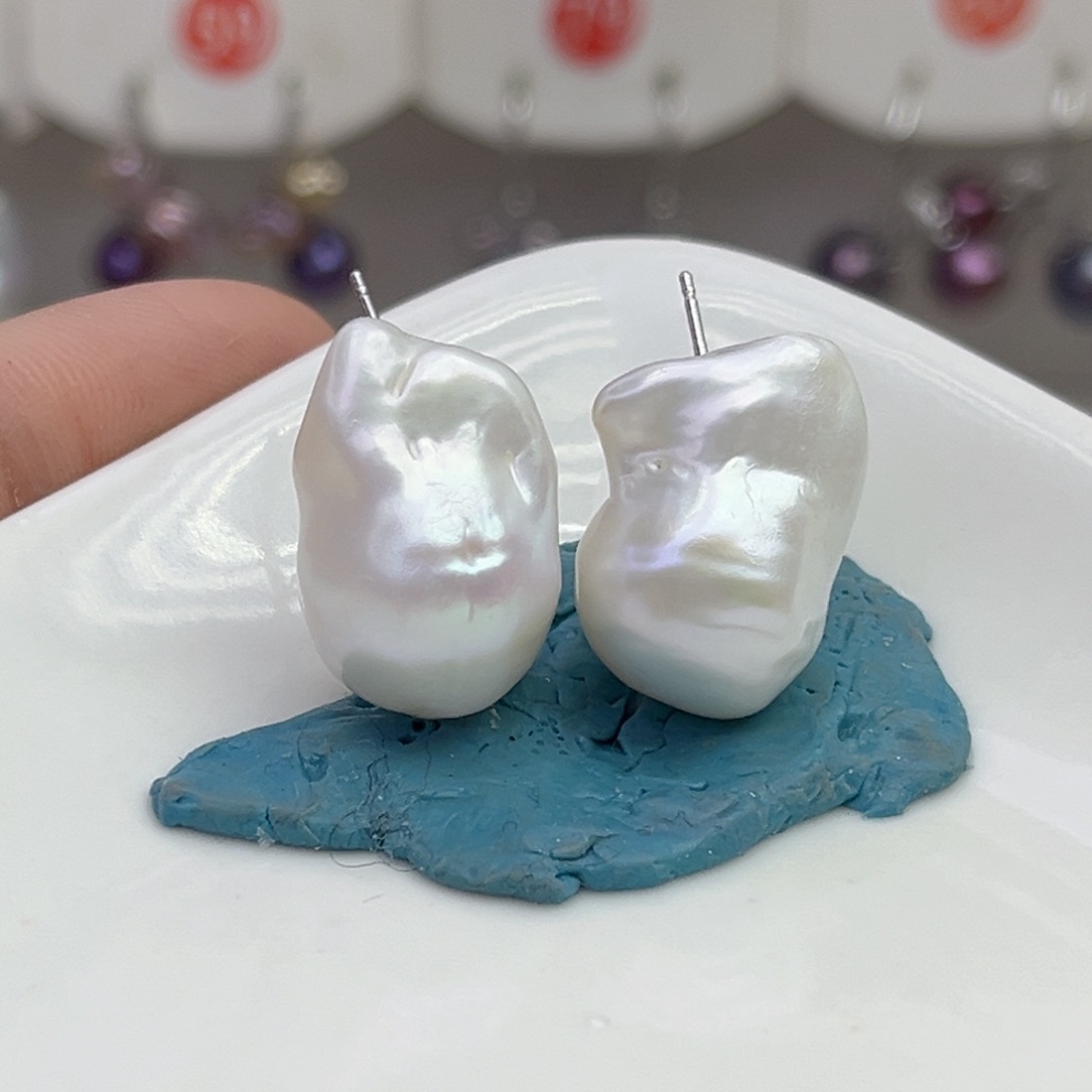 淡水珍珠耳饰银S925镶嵌