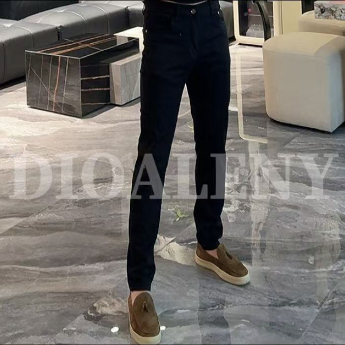 【蒂奥莱尼】2501春夏轻奢男士牛仔直筒小脚裤微弹舒适黑牛牛仔裤