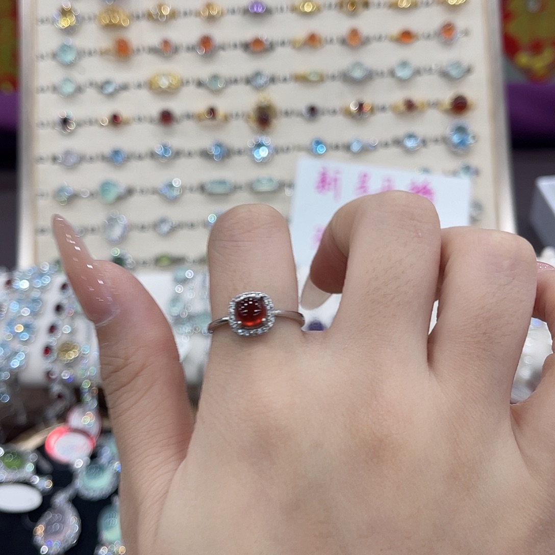 蛇纹石玉银S925镶嵌戒指