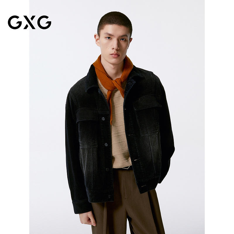 GXG男装 渐变灯芯绒夹克男休闲外套秋季#G24X213045