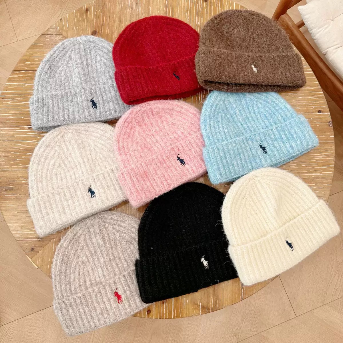 LAPHE 简约小马刺绣冷帽秋冬季保暖毛线帽女百搭秋冬日系针织帽