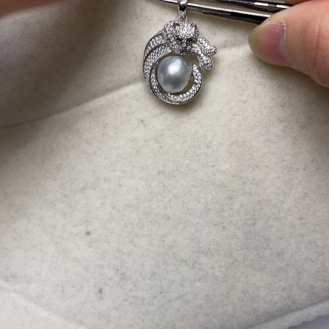 海水珍珠吊坠(不含链)银S925镶嵌