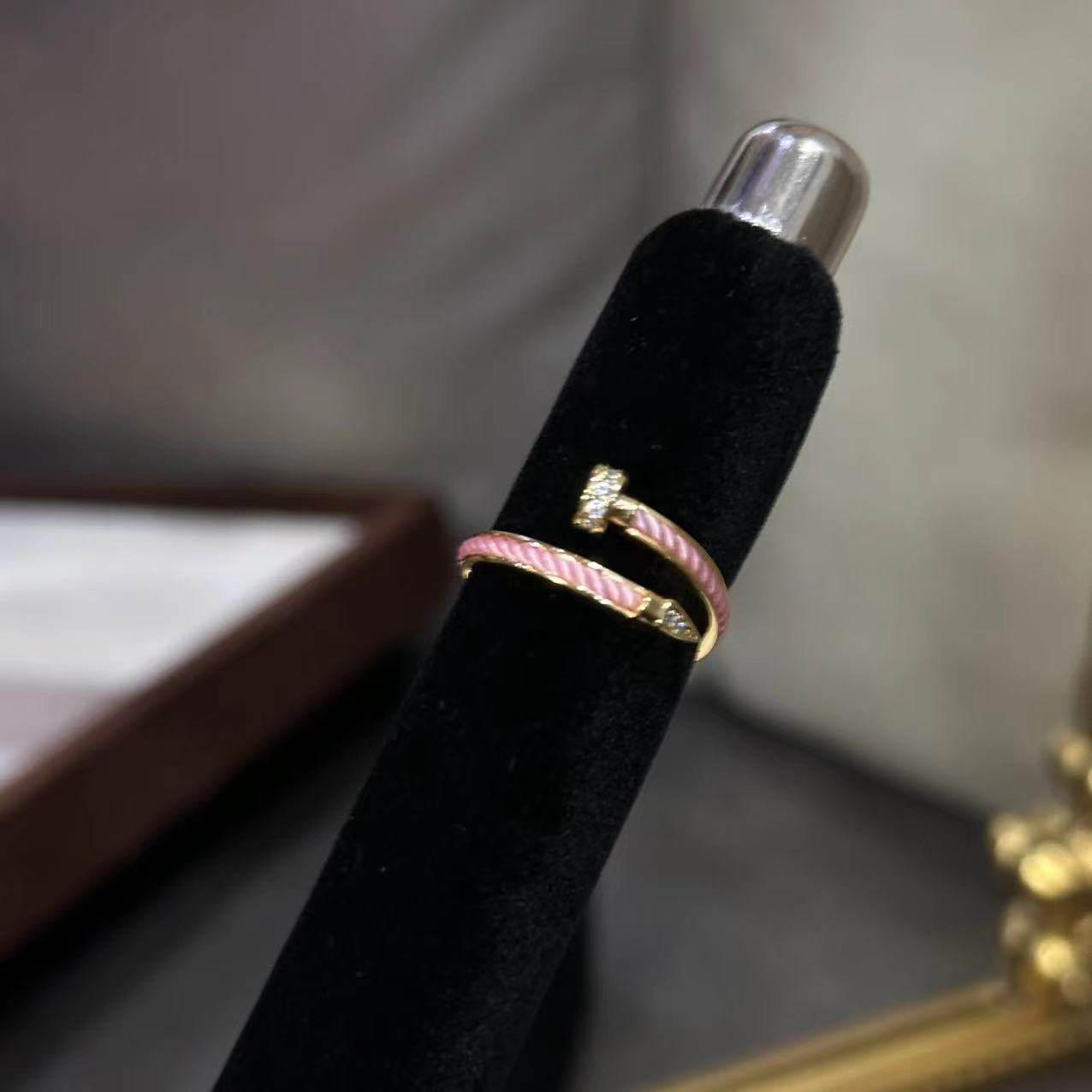 铜合金戒指 粉色钉子个性戒指-4326