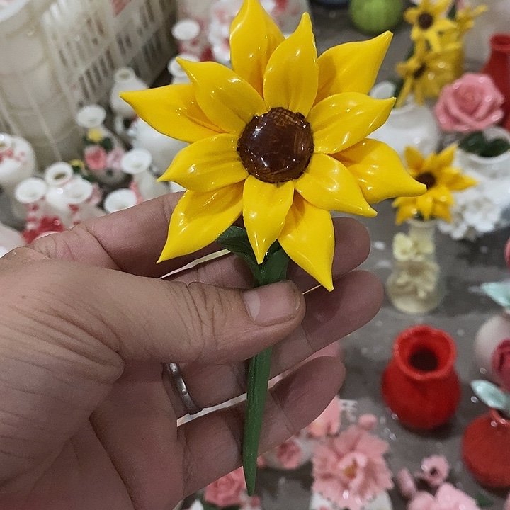 瓷片纯手工陶瓷花摆件瑕