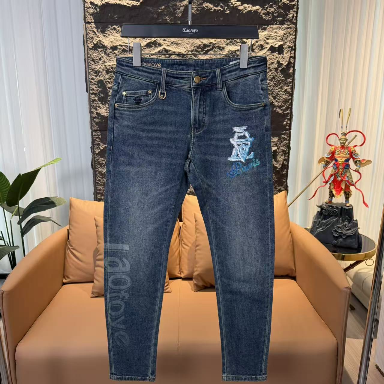 【VanJazny】QC高端男士潮流百搭时尚休闲简约牛仔裤F61523w007