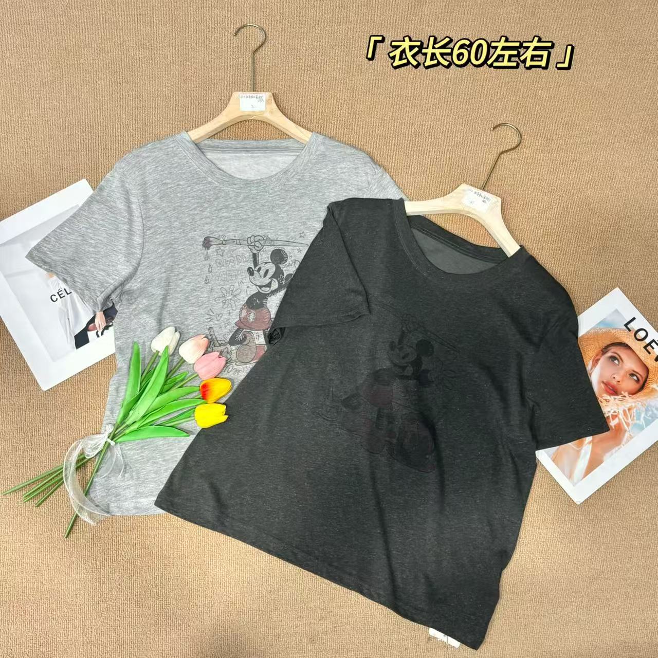 【志玲家】优选6112款米奇举毛笔圆领短袖T