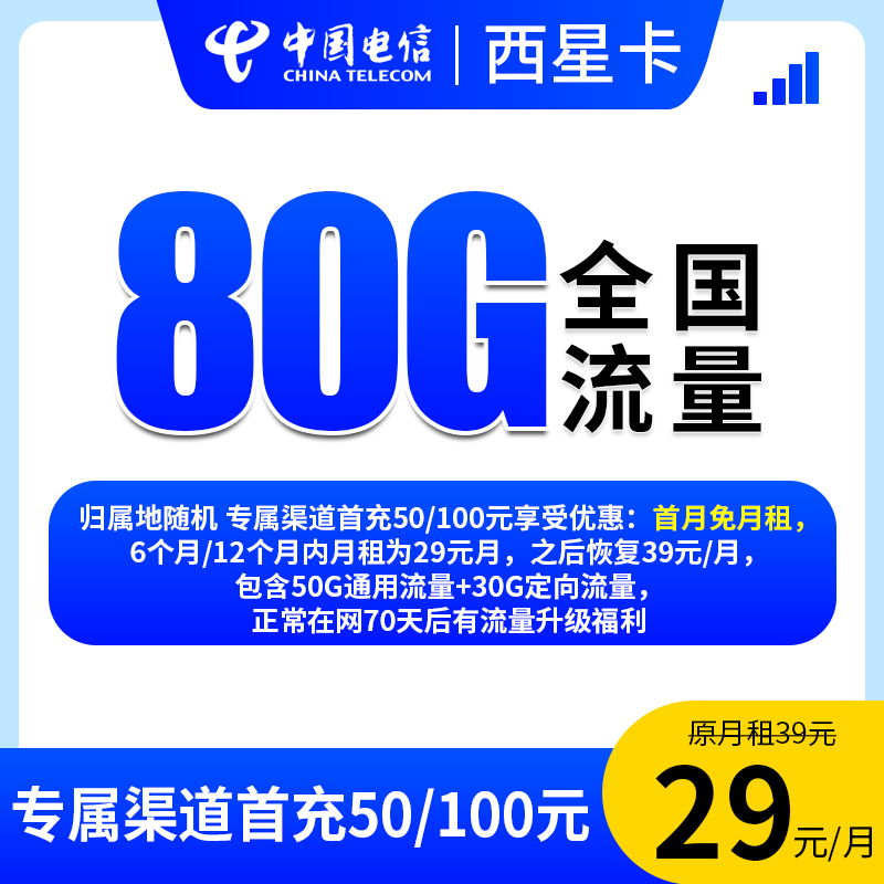 【西星卡-发全国】大流量卡电话卡不限速5G网卡官方手机卡